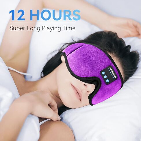 سماعات رأس للنوم، قناع نوم ثلاثي الأبعاد، سماعات نوم LIGHTIMETUNNEL قابلة للغسل مع مكبرات صوت ستيريو رفيعة للغاية وميكروفون بدون استخدام اليدين للسفر أثناء الأرق in Kuwait