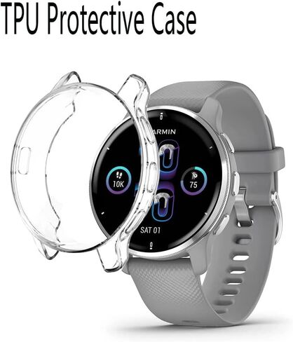واقي شاشة الساعة (4+1 حزمة) متوافق مع Garmin Venu 2 Plus، طبقة مضادة للخدش عالية الوضوح وتغطية كاملة وحافظة واقية ناعمة من مادة TPU in Kuwait