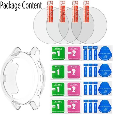 واقي شاشة الساعة (4+1 حزمة) متوافق مع Garmin Venu 2 Plus، طبقة مضادة للخدش عالية الوضوح وتغطية كاملة وحافظة واقية ناعمة من مادة TPU in Kuwait