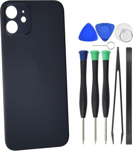 بديل الزجاج الخلفي لهاتف iPhone 12 A2403 A2172 A2402 مع لاصق مقطوع مسبقًا - 6.1 بوصة أسود in Saudi Arabia