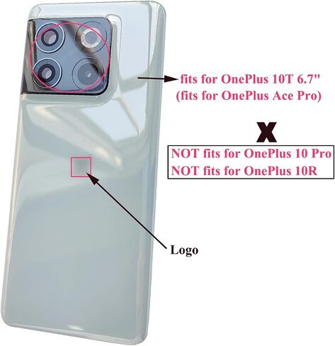بديل لغطاء الباب الزجاجي الخلفي OnePlus 10T 6.7 بوصة لهاتف OnePlus 10T 6.7 بوصة CPH2415 CPH2413 CPH2417 2022 (10T أسود) in Kuwait