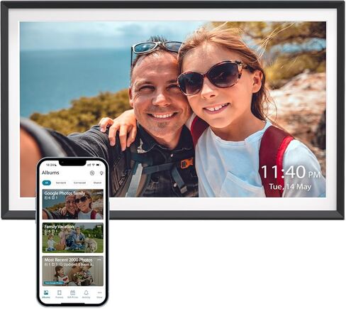 إطار صور رقمي ApoloSign مقاس 10.1 بوصة - إرسال الصور من الهاتف، سعة تخزين 32 جيجابايت - هدايا للأم، مشاركة الصور/الفيديو عبر تطبيق Nixplay، 1280x800 HD IPS، تدوير تلقائي، توصيل العائلات والأصدقاء in Kuwait