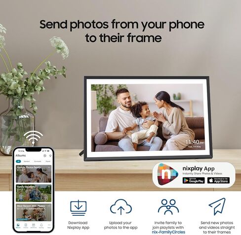 إطار صور رقمي ApoloSign مقاس 10.1 بوصة - إرسال الصور من الهاتف، سعة تخزين 32 جيجابايت - هدايا للأم، مشاركة الصور/الفيديو عبر تطبيق Nixplay، 1280x800 HD IPS، تدوير تلقائي، توصيل العائلات والأصدقاء in Kuwait
