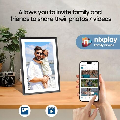 إطار صور رقمي ApoloSign مقاس 10.1 بوصة - إرسال الصور من الهاتف، سعة تخزين 32 جيجابايت - هدايا للأم، مشاركة الصور/الفيديو عبر تطبيق Nixplay، 1280x800 HD IPS، تدوير تلقائي، توصيل العائلات والأصدقاء in Kuwait