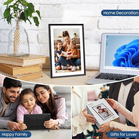 إطار صور رقمي ApoloSign مقاس 10.1 بوصة - إرسال الصور من الهاتف، سعة تخزين 32 جيجابايت - هدايا للأم، مشاركة الصور/الفيديو عبر تطبيق Nixplay، 1280x800 HD IPS، تدوير تلقائي، توصيل العائلات والأصدقاء in Kuwait