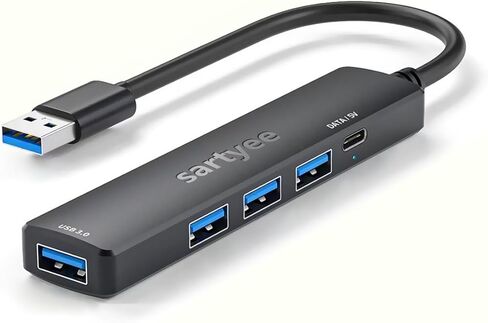 موزع USB 5 منافذ 3.0، موسع موزع بيانات USB متعدد المحاور مع منفذ طاقة/بيانات USB-C 5 فولت، لأجهزة الكمبيوتر المحمول والكمبيوتر الشخصي وPS4/5 وXbox وKeyborad وWindows Mouse وLinux والمزيد in Kuwait