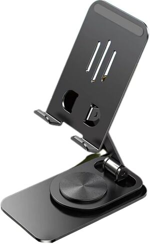 Swivel Phone Stand Tablet Stand for Desk 360 Rotating Pad Stand Foldable Desktop Holder Stand Compatible with iPad Pro/Air/Mini, Galaxy Tab, Phones, Kindle, E-Reader and More Black in Saudi Arabia