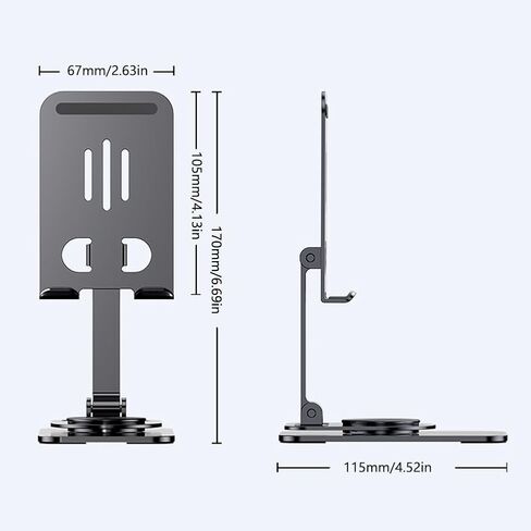 Swivel Phone Stand Tablet Stand for Desk 360 Rotating Pad Stand Foldable Desktop Holder Stand Compatible with iPad Pro/Air/Mini, Galaxy Tab, Phones, Kindle, E-Reader and More Black in Saudi Arabia