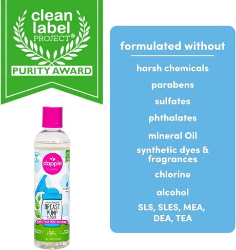 Dapple Breast Pump Soap Baby, 8 Fl Oz Bottle, Fragrance Free, Plant Based & Hypoallergenic Liquid Soap - Easy Rinse Formula Removes Milk Residue & Leaves No Taste in Saudi Arabia