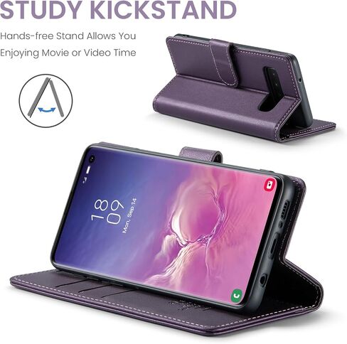 for Samsung Galaxy S10 6.1"(Non S10e,S10+) Wallet Case with RFID Blocking Credit Card Holder, PU Leather Flip Kickstand Protective Shockproof Cover Women Men for Samsung S10 Phone case(Black) in Saudi Arabia
