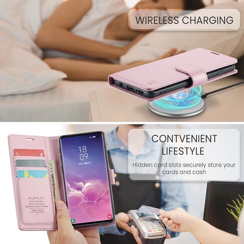 for Samsung Galaxy S10 6.1"(Non S10e,S10+) Wallet Case with RFID Blocking Credit Card Holder, PU Leather Flip Kickstand Protective Shockproof Cover Women Men for Samsung S10 Phone case(Black) in Saudi Arabia