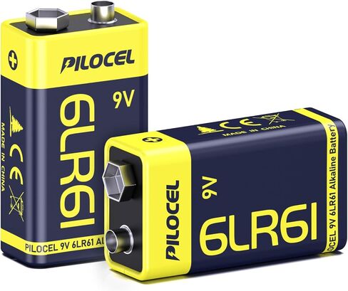 9V Batteries, 9 Volt Alkaline Battery, Long-Lasting 9V Battery for Smoke Detector, 10-Year Shelf Life, 2 Count in Kuwait