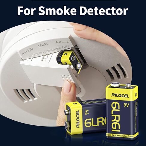 9V Batteries, 9 Volt Alkaline Battery, Long-Lasting 9V Battery for Smoke Detector, 10-Year Shelf Life, 2 Count in Kuwait