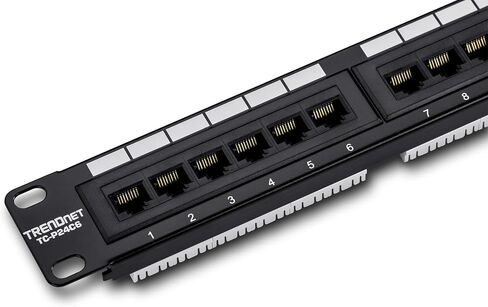 TRENDnet 24-Port Cat6 Unshielded Patch Panel, Wallmount or Rackmount, Compatible with Cat3,4,5,5e,6 Cabling, for Ethernet, Fast Ethernet, Gigabit Applications, Black, TC-P24C6 (Pack of 20) in Saudi Arabia