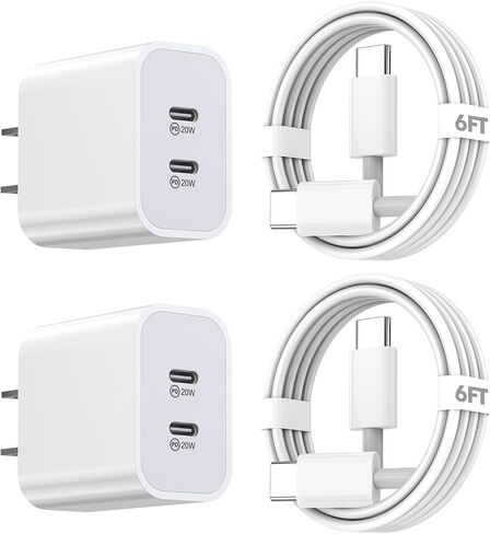 iPhone 15 Charger,Apple Charger Fast Charging,2Pack 40W Dual Port Power Delivery Apple Charging Block,2Pack 6FT USB C to C Fast Charger Cable,USB C Charger for iPhone 15/15 Pro/iPad Pro/iPad Air/Mini in Saudi Arabia