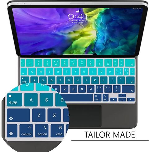 غطاء حماية للوحة المفاتيح من السيليكون لجهاز iPad Pro 11 بوصة لوحة المفاتيح السحرية (الجيل الرابع)، لملحقات حماية لوحة المفاتيح iPad Pro 11 - أخضر متدرج in Kuwait