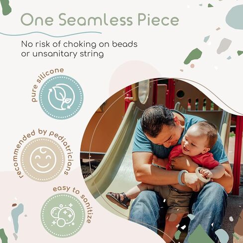 ILI Silicone Baby Teether Bracelet - Laurel Tree Set, Stack of 4 Baby Teething Toys & Stylish Bracelets for Mom in One, Food Grade Silicone Infant Teething Toy, Suitable for Dishwasher & Easy to Grasp in Saudi Arabia