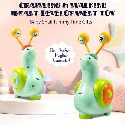 Baby Crawling Toys, Musical Snail Baby Toy, Infant Tummy Time Development Crawling Toys for Babies 6-12 Months, Learning Crawl and Walking Toddler Birthday Gift for 6-36 Month Boy Girl in Saudi Arabia