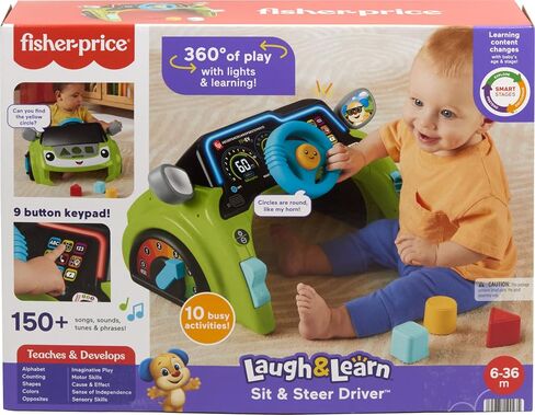 Fisher-Price Baby & Toddler Learning Toy Laugh & Learn Sit & Steer Driver Car Activity Center with Smart Stages for Ages 6+ Months in Saudi Arabia