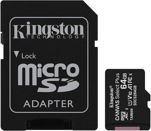 Kingston Canvas Select Plus 64GB MicroSDXC Memory card compatible with Insta360 X3 and X4 Action Camera (SDCS2/64GB) Class 10 U1 Bundle with (1) Everything But Stromboli MicroSD & SD Card Reader in Saudi Arabia