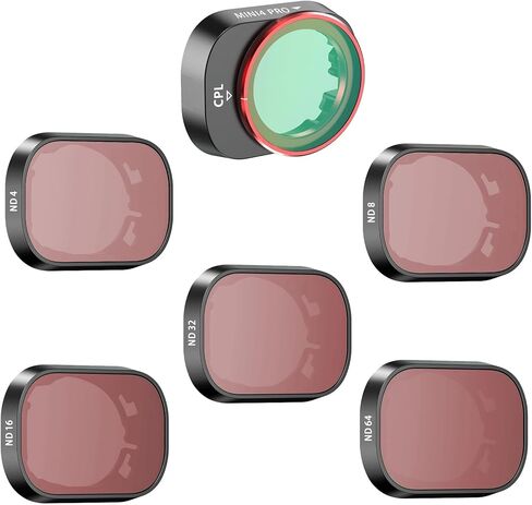 مرشحات ND ومستقطب CPL متوافقة مع ملحقات DJI Mini 4 Pro وعدسات الكاميرا بدون طيار، 6 عبوات (ND4، ND8، ND16، ND32، ND64، CPL-قابلة للتعديل (لـ Mini 4 pro) in Kuwait