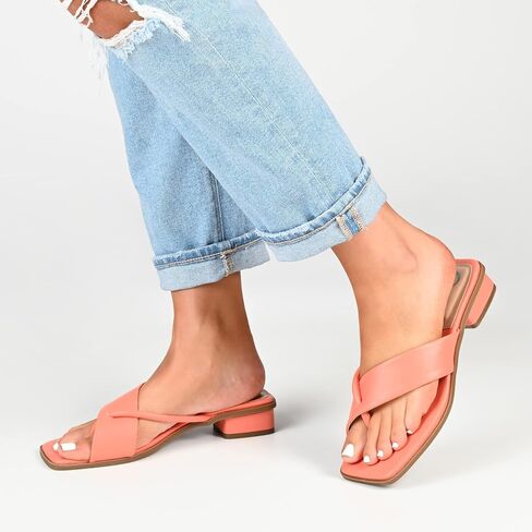 Journee Collection Womens Mina Tru Comfort Foam Flip Flop Low Block Heel Sandals in Saudi Arabia