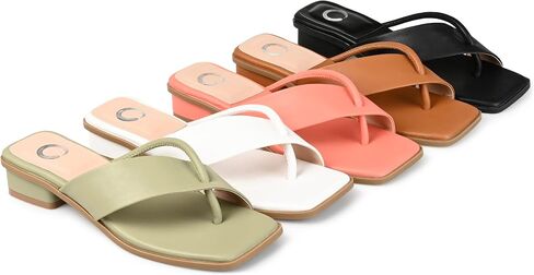 Journee Collection Womens Mina Tru Comfort Foam Flip Flop Low Block Heel Sandals in Saudi Arabia