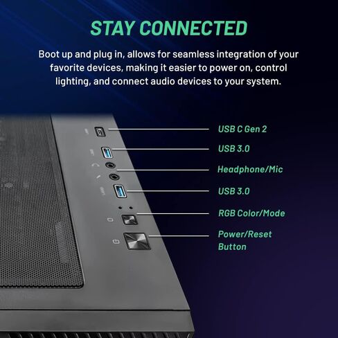 Skytech Blaze4 Mini Gaming PC Desktop, Ryzen 7 5700 3.7 GHz (4.6GHz Turbo Boost), NVIDIA RTX 4060 8GB GDDR6X, 1TB SSD, 16GB DDR4 RAM 3200, 650W Gold PSU, Wi-Fi, Win 11 Home in Saudi Arabia