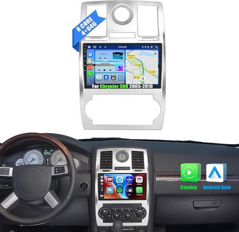 [8 Core 4G+64G] Android 13 Car Stereo for Chrysler 300 2005-2010 with WiFi,GPS Navigation,Bluetooth,FM/RDS,SWC+Backup Camera Wireless Apple Carplay Android Auto,9'' Touchscreen Chrysler Car Radio in Saudi Arabia