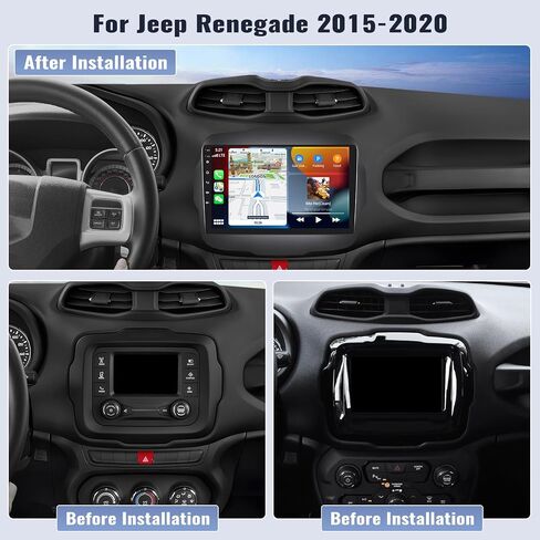 SIXWIN 2G+64G Android Car Stereo for Jeep Renegade 2015-2020 with Wireless CarPlay Android Auto Mirror Link 9 Inch Touchscreen Car Radio with Bluetooth GPS Navigation WiFi HiFi FM Backup Camera MIC in Saudi Arabia