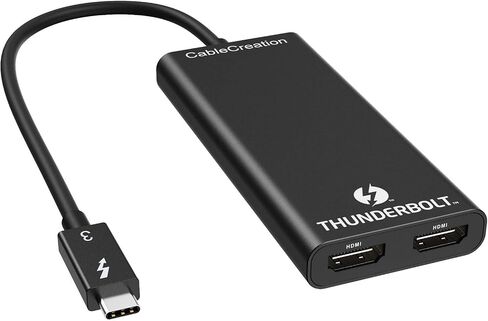 CableCreation Thunderbolt 3 إلى شاشة HDMI مزدوجة، محول Thunderbolt 3 إلى اثنين HDMI، 4K@60 هرتز، 40 جيجابت في الثانية، كابل USB C إلى HDMI متوافق مع Mac وبعض أنظمة Windows in Saudi Arabia