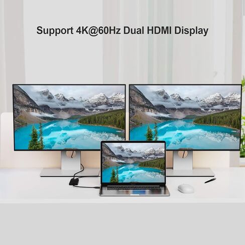 CableCreation Thunderbolt 3 إلى شاشة HDMI مزدوجة، محول Thunderbolt 3 إلى اثنين HDMI، 4K@60 هرتز، 40 جيجابت في الثانية، كابل USB C إلى HDMI متوافق مع Mac وبعض أنظمة Windows in Saudi Arabia