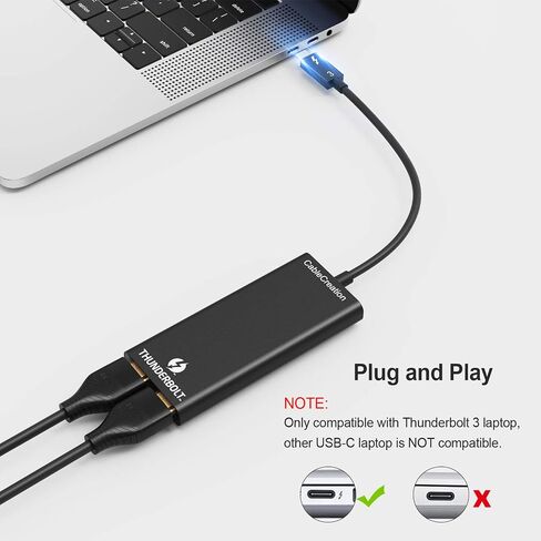 CableCreation Thunderbolt 3 إلى شاشة HDMI مزدوجة، محول Thunderbolt 3 إلى اثنين HDMI، 4K@60 هرتز، 40 جيجابت في الثانية، كابل USB C إلى HDMI متوافق مع Mac وبعض أنظمة Windows in Saudi Arabia
