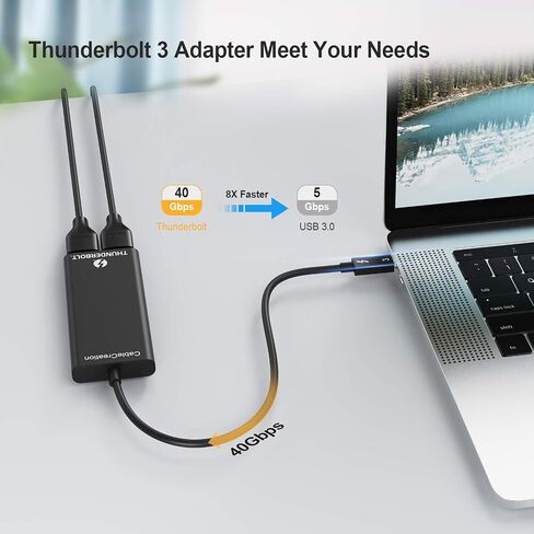 CableCreation Thunderbolt 3 إلى شاشة HDMI مزدوجة، محول Thunderbolt 3 إلى اثنين HDMI، 4K@60 هرتز، 40 جيجابت في الثانية، كابل USB C إلى HDMI متوافق مع Mac وبعض أنظمة Windows in Saudi Arabia