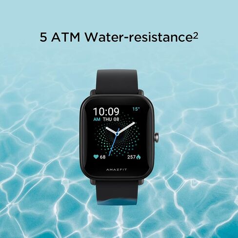 Amazfit Bip U Smart Watch Fitness Tracker for Men, 60+ Sports Modes, 9-Day Battery Life, Blood Oxygen Breathing Heart Rate Sleep Monitor, 5 ATM Water Resistant, for iPhone Android Phone (Black) in Saudi Arabia