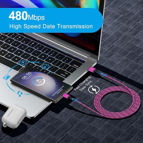 سلك شاحن iPhone 15 للسيارة، كابل USB من النوع C، شاحن أندرويد تلقائي للهاتف الخلوي، سلك طاقة لهاتف iPhone 15/15 Pro Max/15 Plus، Samsung Galaxy S24 S23 S22 S21 S20 A15 A54 A14، Pixel 8 Pro 7a 7 6a 6 5 4 in Saudi Arabia