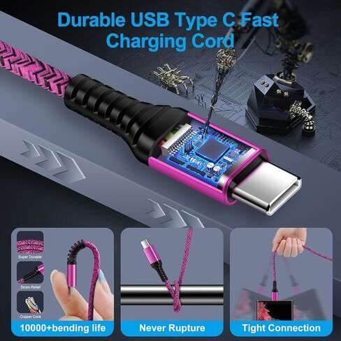 سلك شاحن iPhone 15 للسيارة، كابل USB من النوع C، شاحن أندرويد تلقائي للهاتف الخلوي، سلك طاقة لهاتف iPhone 15/15 Pro Max/15 Plus، Samsung Galaxy S24 S23 S22 S21 S20 A15 A54 A14، Pixel 8 Pro 7a 7 6a 6 5 4 in Saudi Arabia