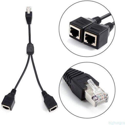 كابل محول مقسم شبكة RJ45، بوركماني RJ45 1 ذكر إلى 2 أنثى مقبس منفذ LAN إيثرنت شبكة مقسم Y كابل محول متوافق مع الفئة 5 إيثرنت in Saudi Arabia