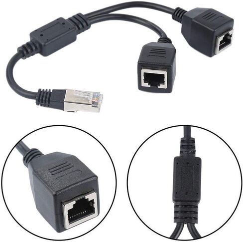 كابل محول مقسم شبكة RJ45، بوركماني RJ45 1 ذكر إلى 2 أنثى مقبس منفذ LAN إيثرنت شبكة مقسم Y كابل محول متوافق مع الفئة 5 إيثرنت in Saudi Arabia