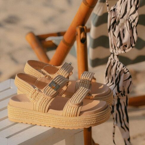 الرافية منصة صندل خشبي للنساء قابل للتعديل مشبك معدني النعال المسطحة Slingback المفتوحة تو الانزلاق على صنادل الشاطئ in Kuwait