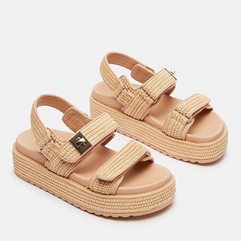 الرافية منصة صندل خشبي للنساء قابل للتعديل مشبك معدني النعال المسطحة Slingback المفتوحة تو الانزلاق على صنادل الشاطئ in Kuwait