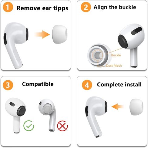 4 أزواج من أطراف الأذن البديلة لأجهزة AirPods Pro وAirPods Pro الجيل الثاني مع فتحة لتقليل الضوضاء، لا يوجد ألم في أطراف الأذن من السيليكون، أطراف أذن ناعمة مضادة للانزلاق متوافقة مع Airpods Pro/Pro 2 (أحجام XS/S/M/L) in Saudi Arabia