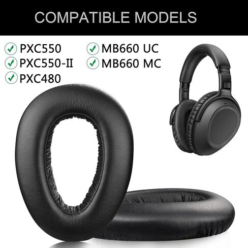 Replacement Ear Pads for Sennheiser PXC 550 PXC 550-II Wireless, Headphones Ear Cushions Covers for MB 660 UC Series Headset Accessories Ear Cups Repair Part-black in Saudi Arabia