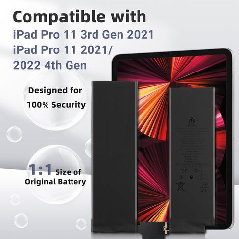 بطارية بديلة A2369 جديدة لجهاز iPad Pro 11 2021/2022 الجيل الرابع/iPad Pro 11 الجيل الثالث 2021 A2377 A2460 A2459 A2301 مع مجموعة أدوات فنية. in Saudi Arabia