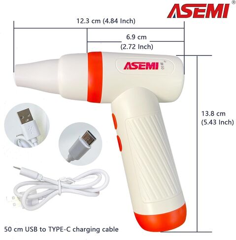 ASEMI High-Speed Turbo Air Duster, Multifunctional Portable Rechargeable USB,100000RPM 4.5h Endurance Hand Held Duster, Mini Car Home Cleaning Camping Tools,Flashlight with LED Bulb Outdoor (ORANGE) in Kuwait