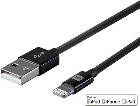 Monoprice 112840 Select Series Apple MFi معتمد كابل Lightning إلى USB للشحن والمزامنة، 6 أقدام أبيض لهاتف iPhone X، 8، 8 Plus، 7، 7 Plus، 6، 6 Plus، 5S، iPad Pro in Saudi Arabia