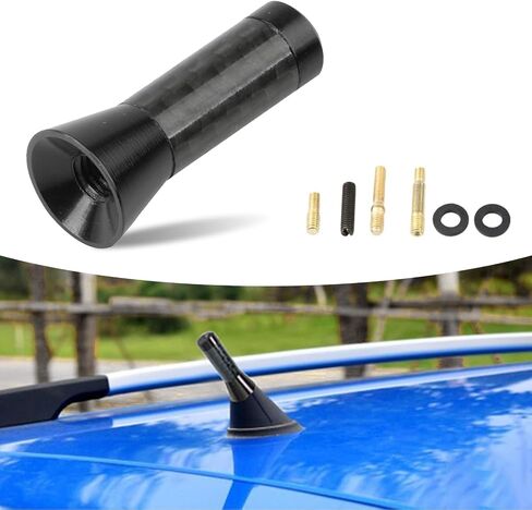 1 PC Car Carbon Fiber Black Polished Mini Short Antenna, 1.37" x 0.59" Wireless Signal Enhancement Antenna Decoration, Car External Antenna with Screw Washer Kit, Universal for Cars (Red) in Saudi Arabia