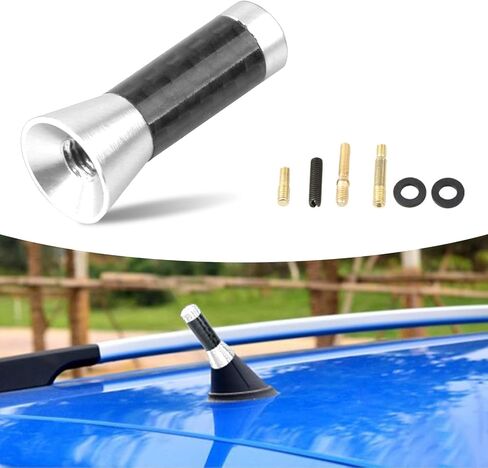 1 PC Car Carbon Fiber Black Polished Mini Short Antenna, 1.37" x 0.59" Wireless Signal Enhancement Antenna Decoration, Car External Antenna with Screw Washer Kit, Universal for Cars (Red) in Saudi Arabia