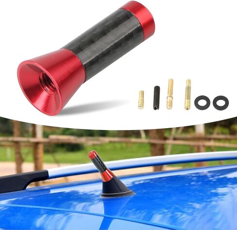 1 PC Car Carbon Fiber Black Polished Mini Short Antenna, 1.37" x 0.59" Wireless Signal Enhancement Antenna Decoration, Car External Antenna with Screw Washer Kit, Universal for Cars (Red) in Saudi Arabia