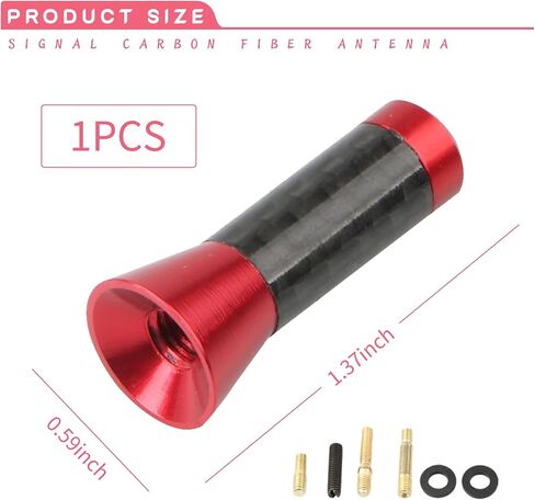 1 PC Car Carbon Fiber Black Polished Mini Short Antenna, 1.37" x 0.59" Wireless Signal Enhancement Antenna Decoration, Car External Antenna with Screw Washer Kit, Universal for Cars (Red) in Saudi Arabia